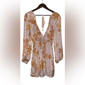 Free People‎ Soli Mini Dress Long Sleeve Women XS Floral Boho Hippie 70'S